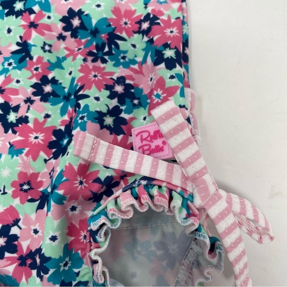 Ruffle Butts Pink Sun Hat and Pink Floral Long Sleeve Swim Suit Infant Baby - Picture 5 of 13